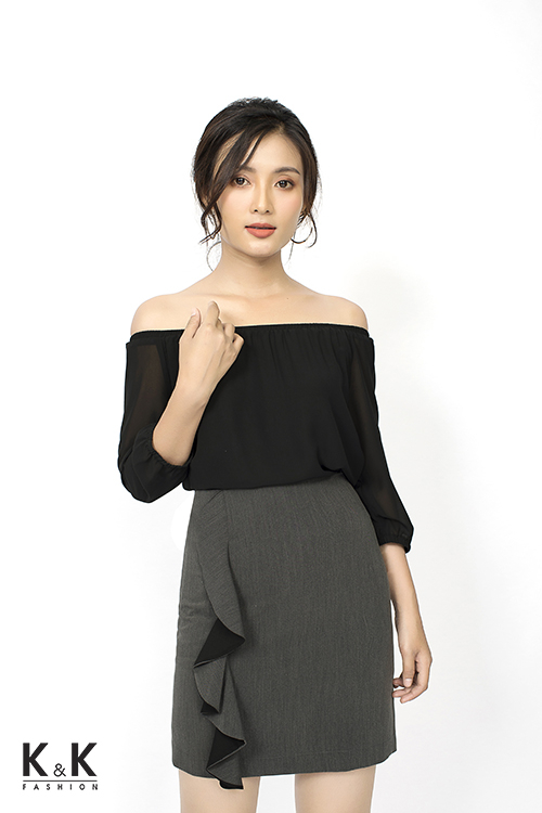 Set áo bẹt vai ASM01-34 + Chân váy ôm CV01-13