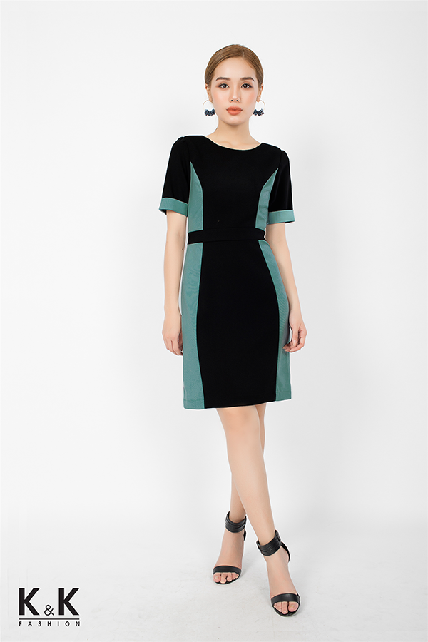 Đầm liền công sở phối màu hài hòa KK71-19