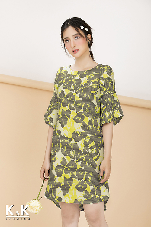 Đầm suông họa tiết tay loe điệu đà KK71-28