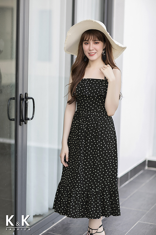 Đầm maxi họa tiết chấm bi KK73-20