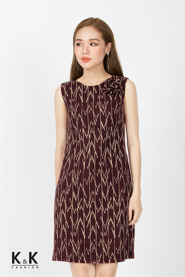 Đầm suông sát nách họa tiết lạ mắt KK74-38