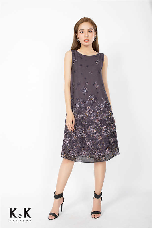 Đầm suông họa tiết hoa nền nã KK76-07