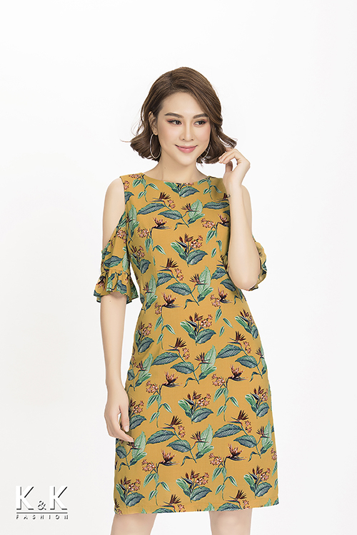 Đầm vàng trễ vai KK80-12