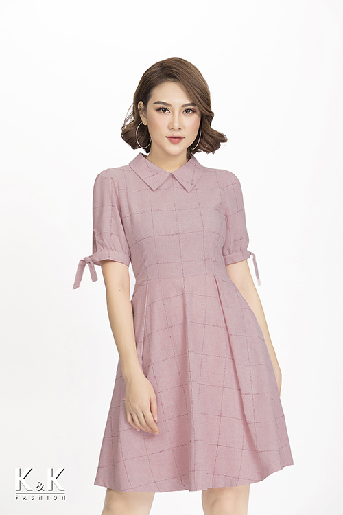 Đầm xòe họa tiết caro xinh xắn KK80-16