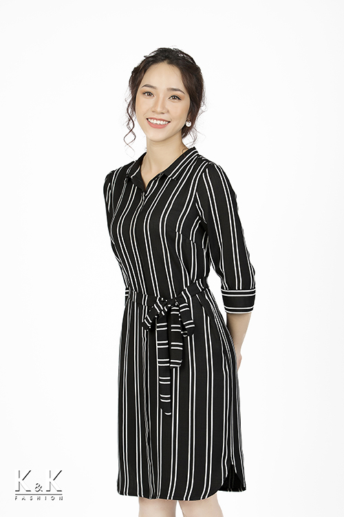 Đầm suông họa tiết kẻ sọc thời thượng KK80-40