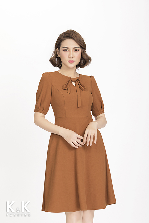 Đầm xòe tay lỡ thắt nơ xinh xắn KK81-35