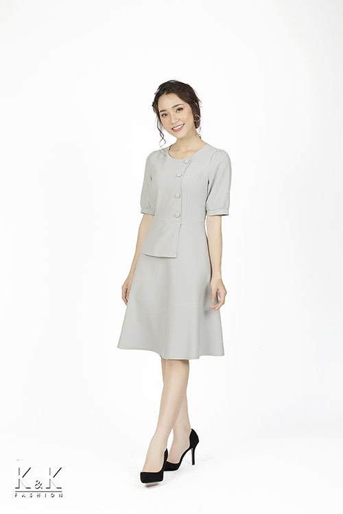 Đầm xòe phối peplum cách điệu KK83-16