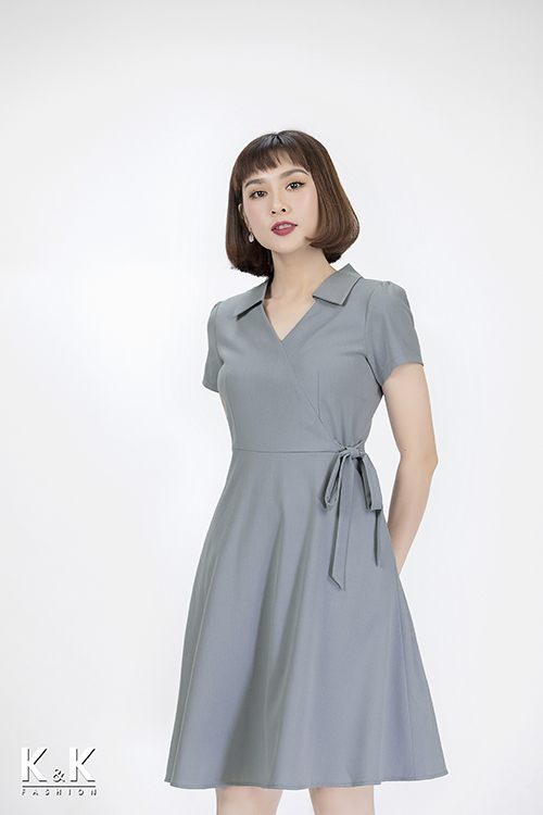 Đầm xòe thắt nơ eo trẻ trung KK84-14