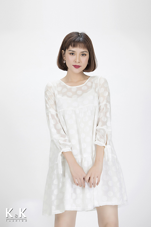 Đầm baby-doll họa tiết chấm bi xinh xắn KK85-39