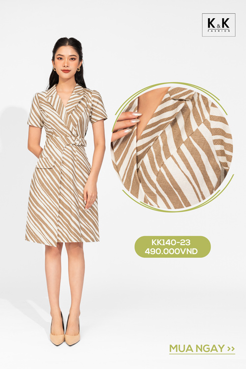 Đầm công sở dáng chữ a cổ đan tông KK140-23