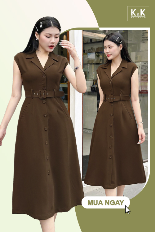 Đầm công sở chữ A phối đai eo KK150-12