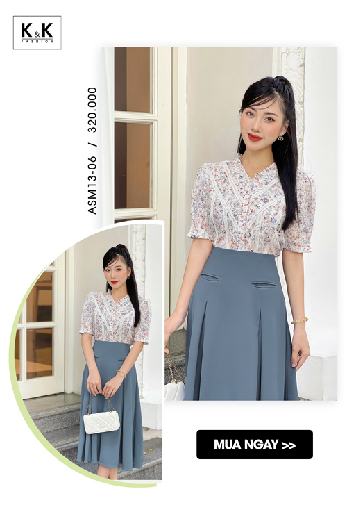 Áo sơ mi nữ họa tiết hoa ASM14-05
