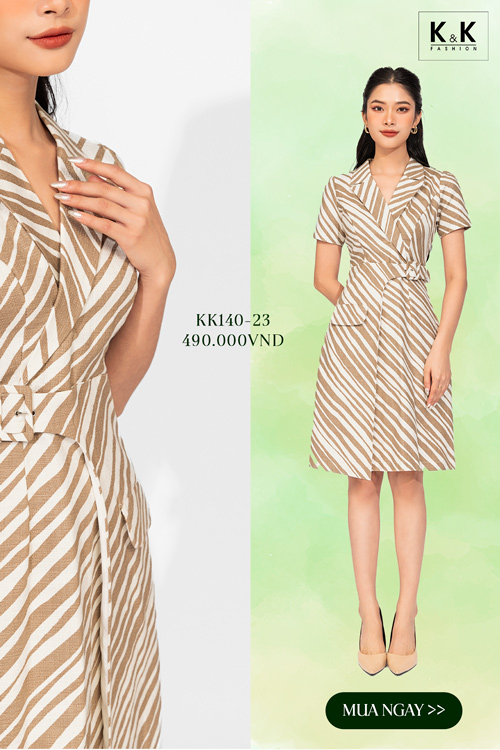 Đầm công sở dáng chữ a cổ đan tông KK140-23