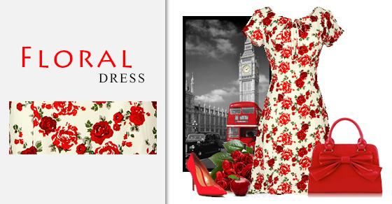 Đầm suông hoa hồng