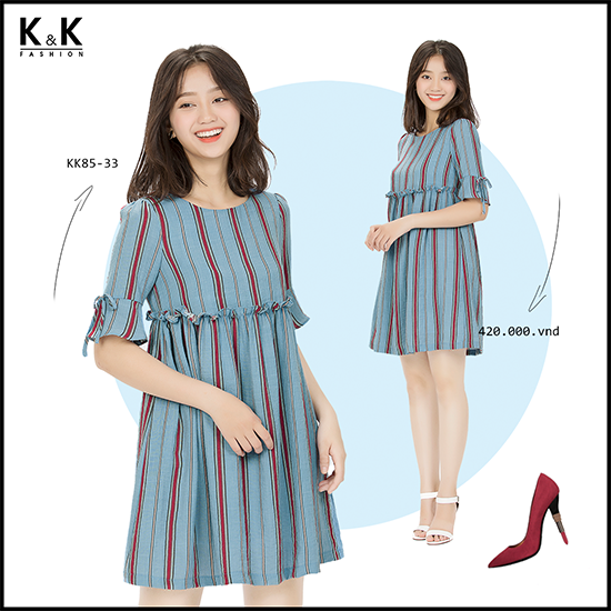 Đầm babydoll kẻ sọc KK85-33