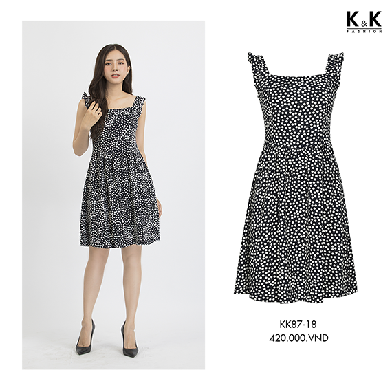 Đầm 2 dây chấm bi KK87-18