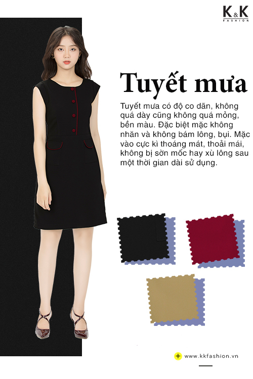 Đầm chữ A phối nút KK86-34