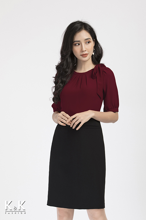 Đầm ôm phối nơ KK86-09