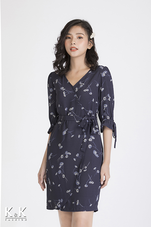 Đầm chữ A thắt nơ eo KK88-03